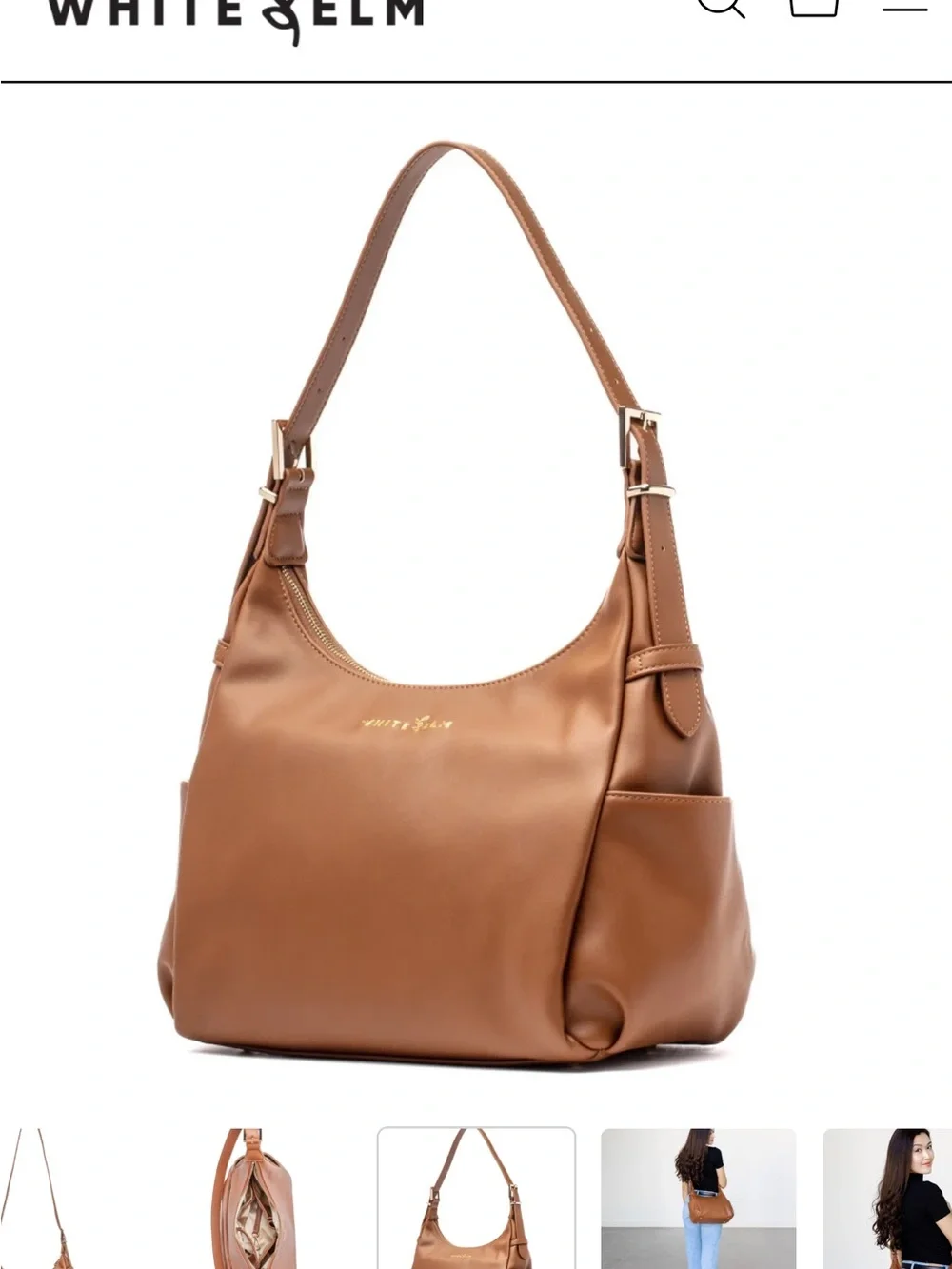 White Elm Camille Hobo Caramel NWT